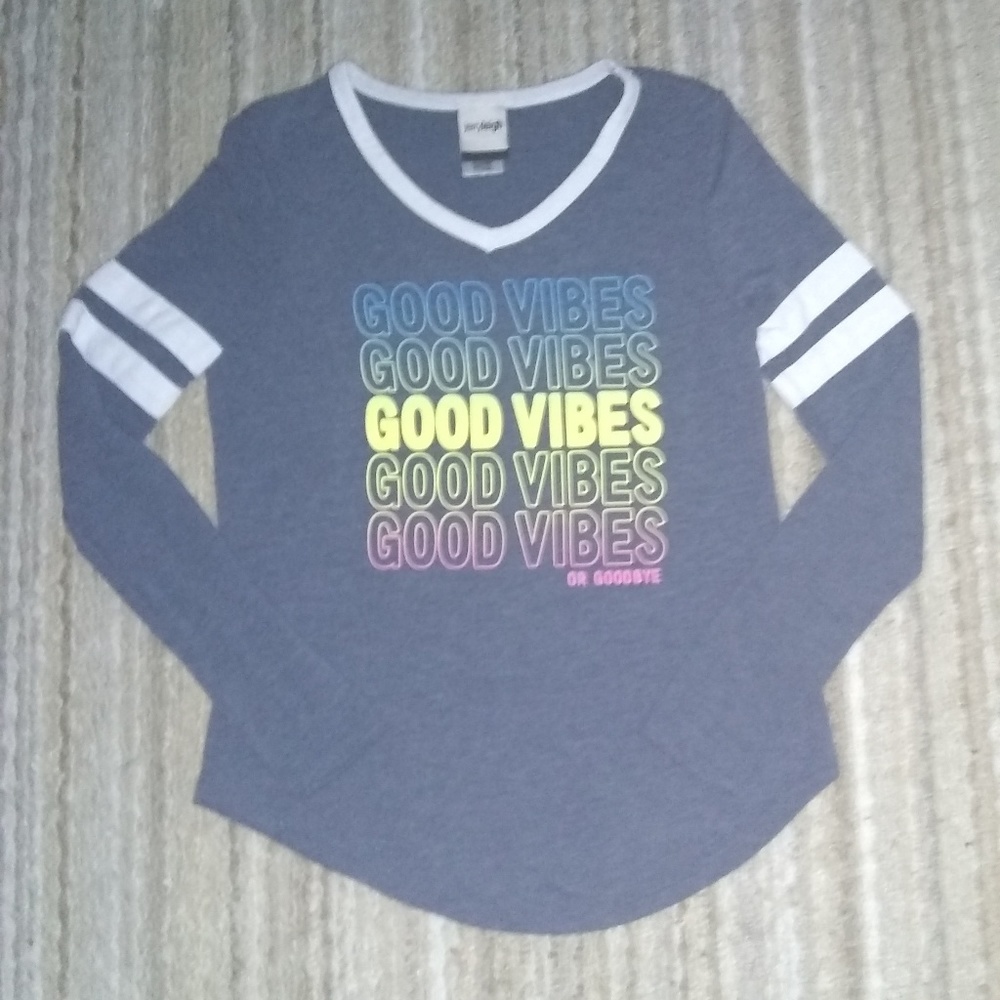 "Good Vibes" Long Sleeve Graphic Tee Size XCH(1) - Picture 3 of 7